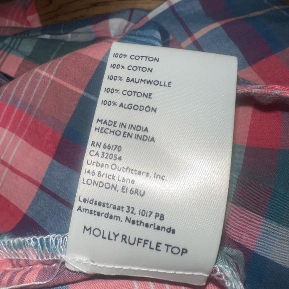 Free People Molly Ruffle Top Plaid Size Small - Picture 7 of 7